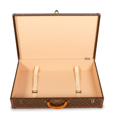 A SET OF TWO: CLASSIC MONOGRAM CANVAS ALZER 80 AND CANVAS SQUARE TRUNKS  WITH BRASS HARDWARE, LOUIS VUITTON, CIRCA 1980