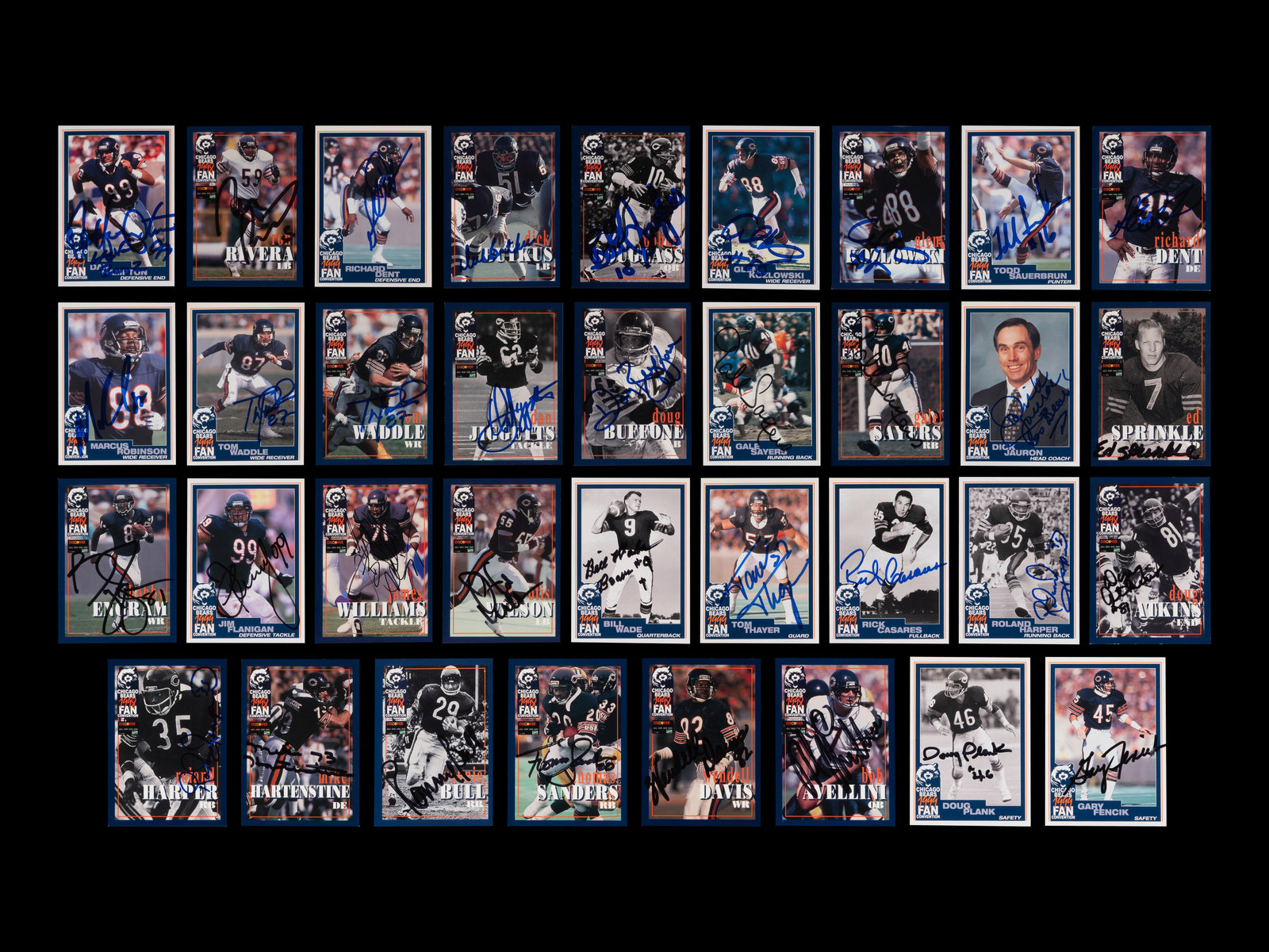 A Group of 75 Chicago Bears Signed Autograph Team Issued Football Cards  Including Multiple Hall of Fame and Deceased Players (Beckett  Authentication Services BAS Certified)