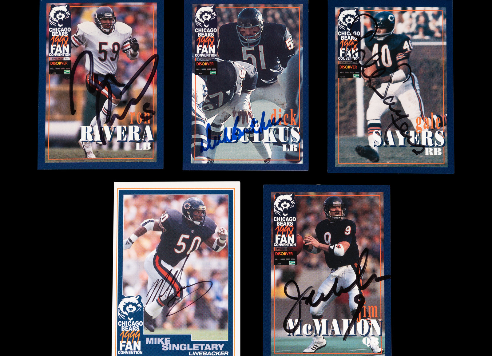 A Group of 75 Chicago Bears Signed Autograph Team Issued Football Cards  Including Multiple Hall of Fame and Deceased Players (Beckett  Authentication Services BAS Certified),