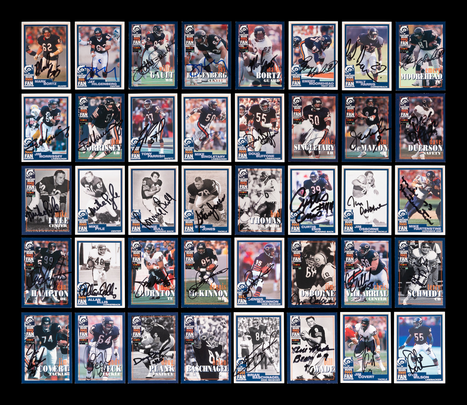 A Group of 75 Chicago Bears Signed Autograph Team Issued Football Cards  Including Multiple Hall of Fame and Deceased Players (Beckett  Authentication Services BAS Certified)