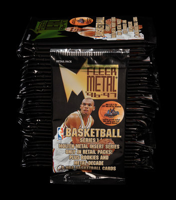 A Retail Box of 1996-97 Fleer Metal Series One Basketball Cards