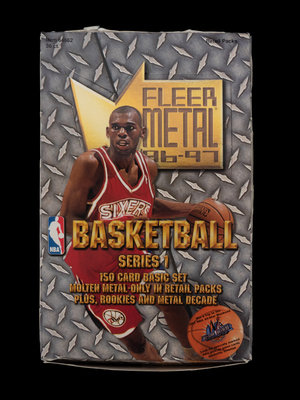 A Retail Box of 1996-97 Fleer Metal Series One Basketball Cards