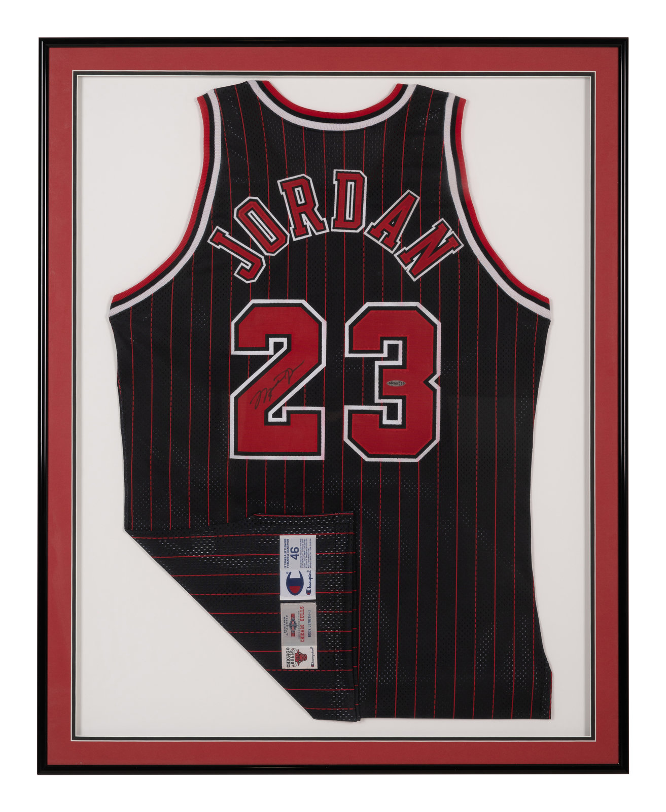 Michael Jordan Chicago Bulls Signed Pro Cut Champion Jersey Sz 46 +3 95-96  Team