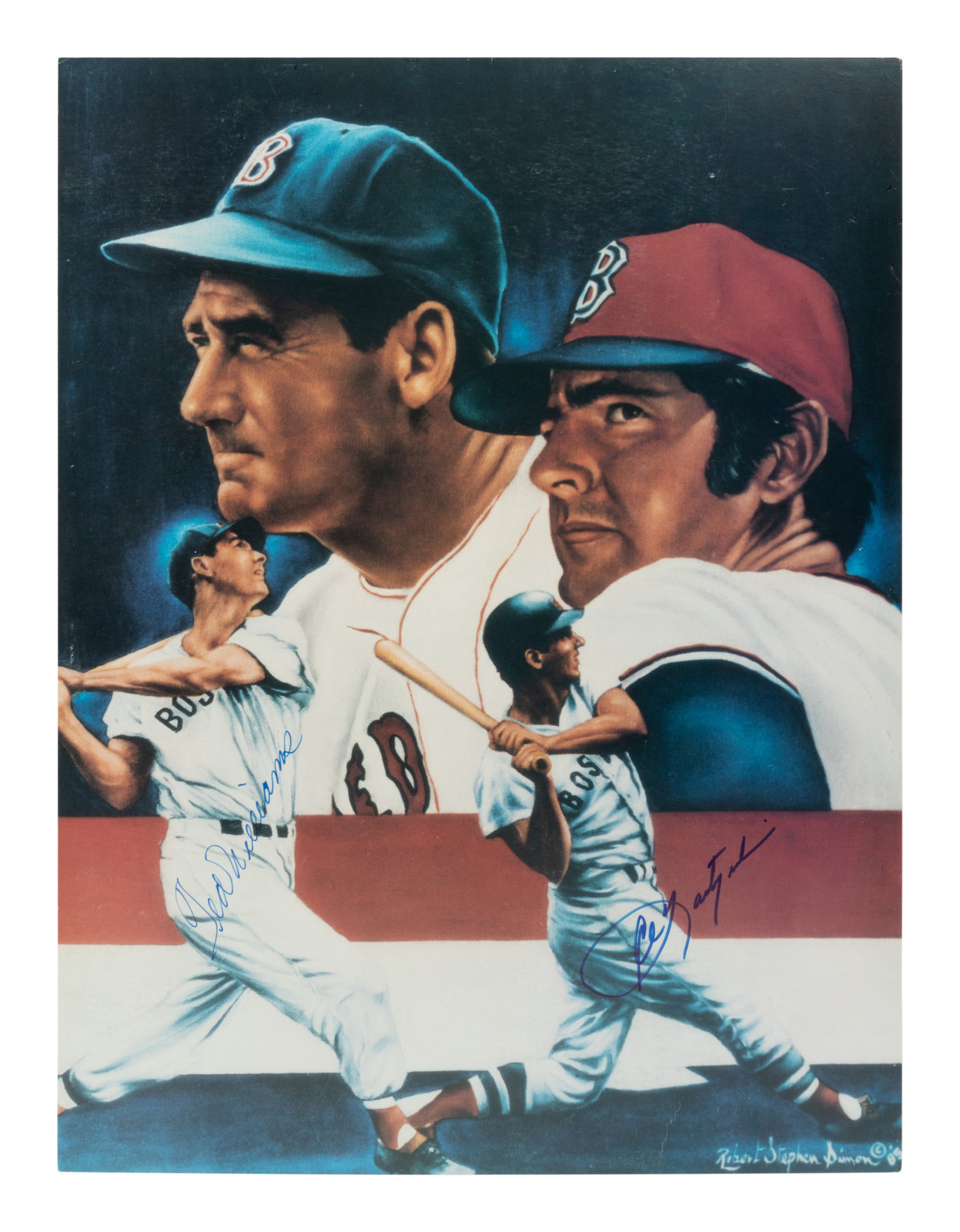 A Ted Williams and Carl Yastrzemski Signed Autograph Poster (Beckett  Authentication Services Letter BAS Certified)