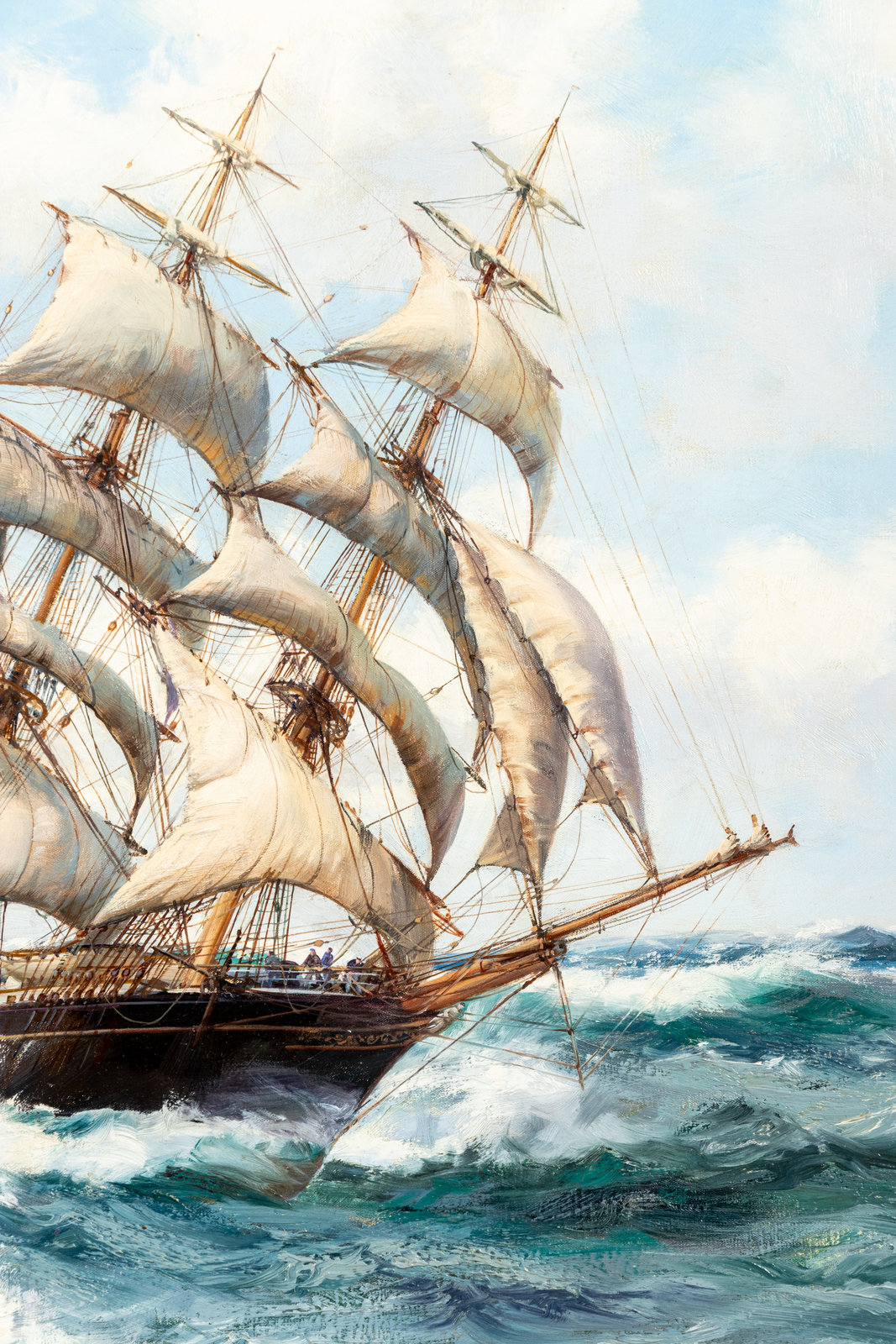 In the Trough of the Waves, the Clipper Oberon by Montague Dawson