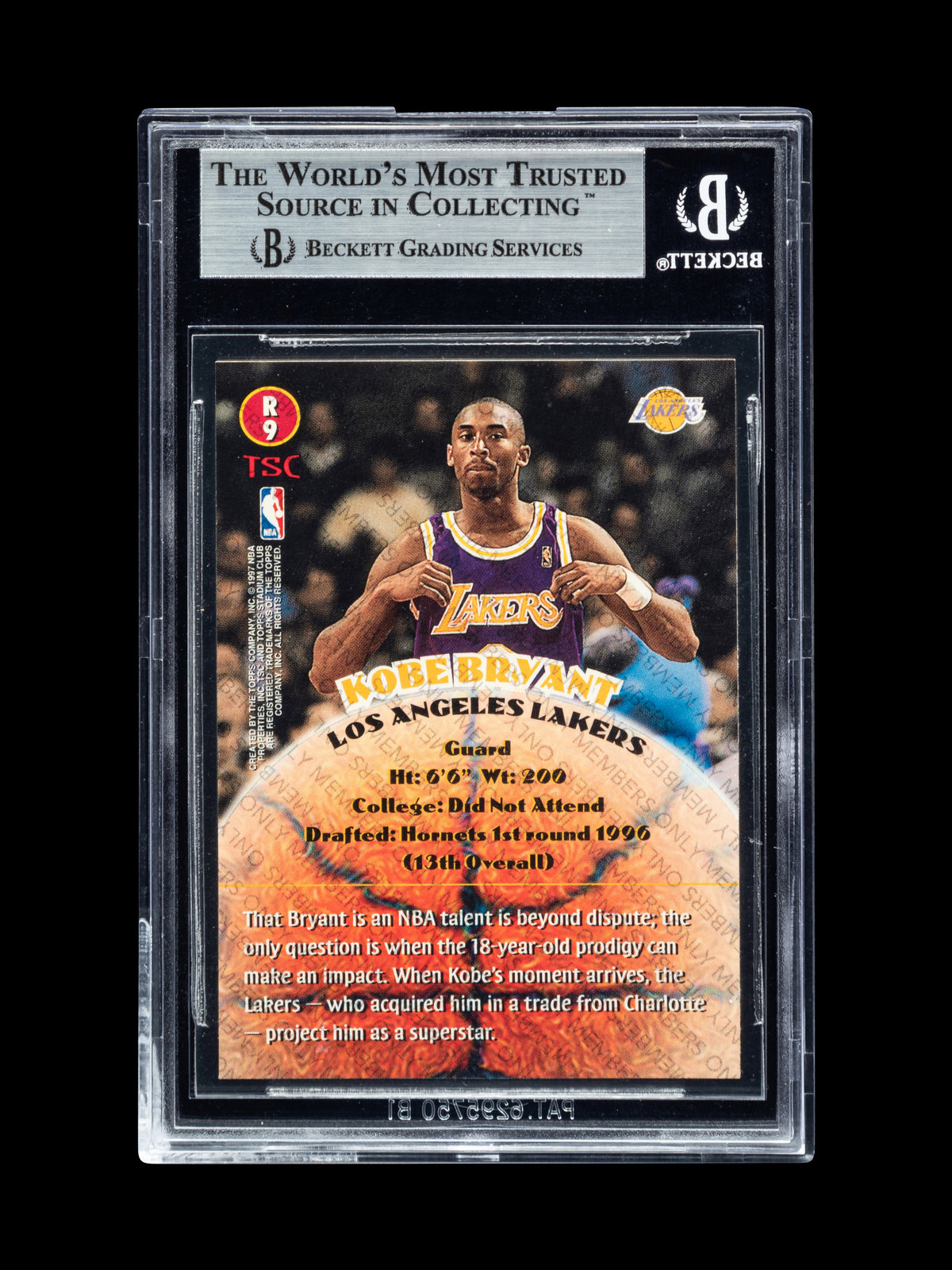 1996-97 Topps Stadium Club Rookies #R12 Kobe Bryant Basketball Card Lakers