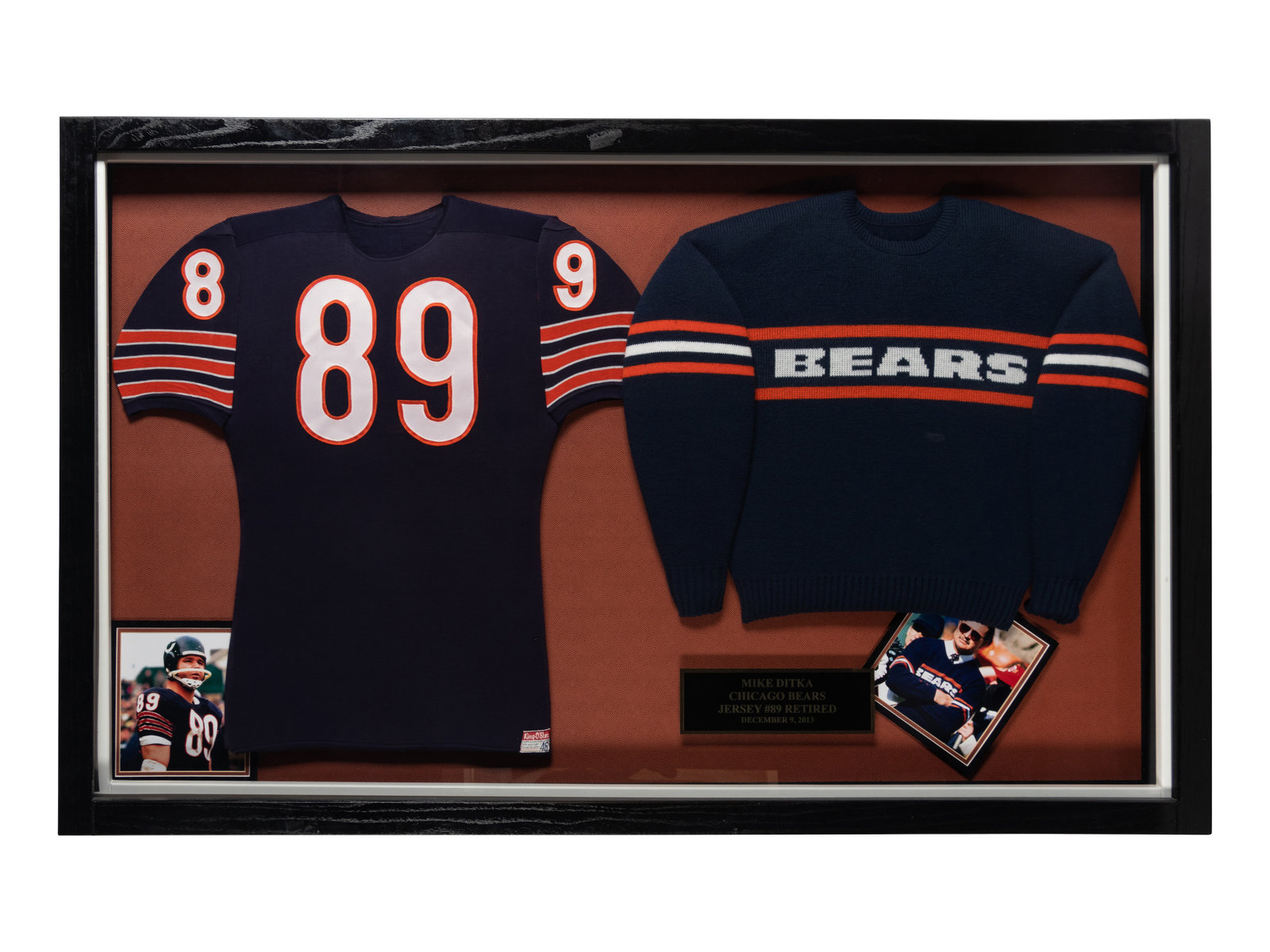 Mike Ditka's Chicago Bears Jersey and Sweater Retirement Presentation  Formerly Displayed at Mike Ditka's Restaurant