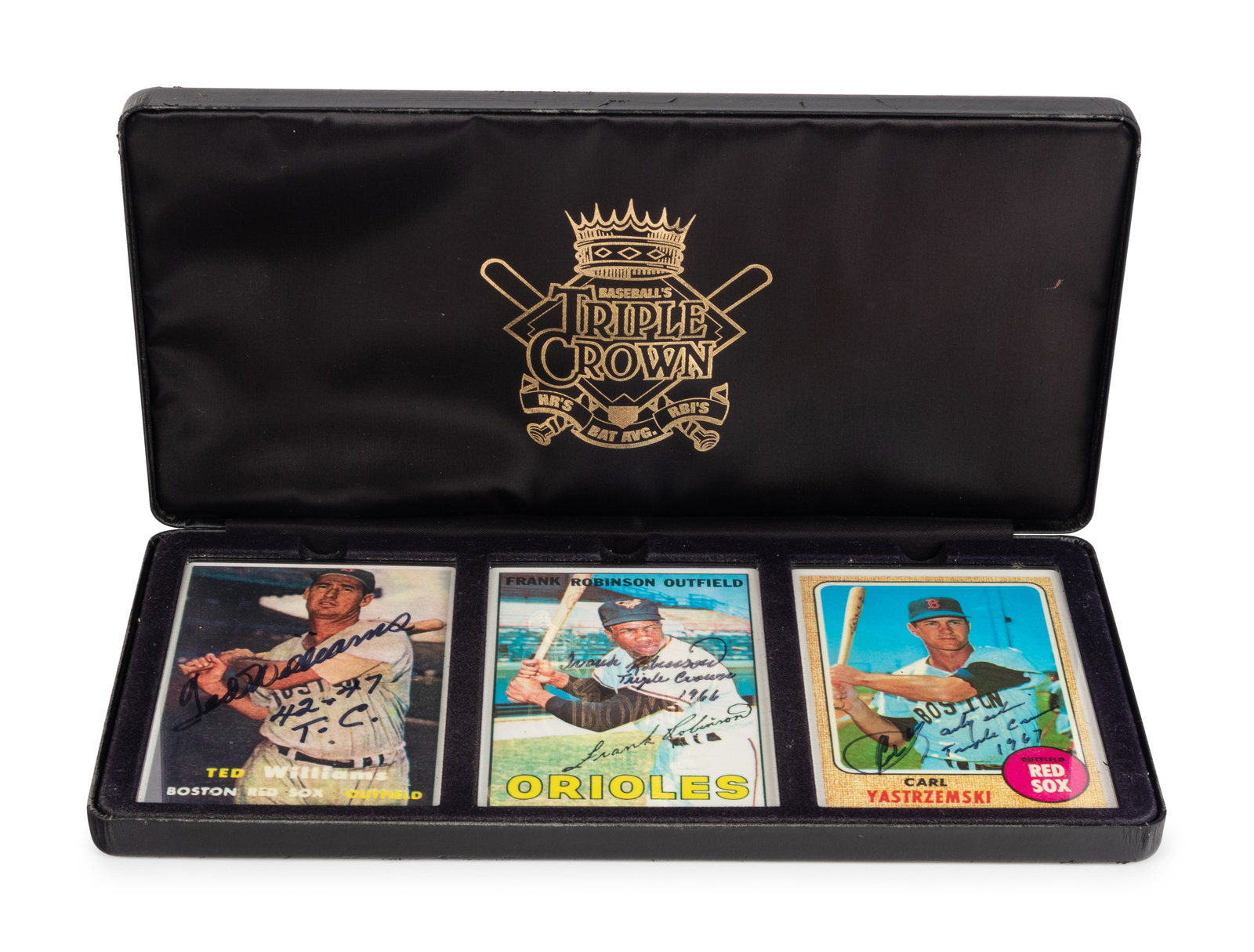 A Ted Williams, Frank Robinson and Carl Yastrzemski Triple Crown Signature  Series Set of Signed Autograph Baseball Cards