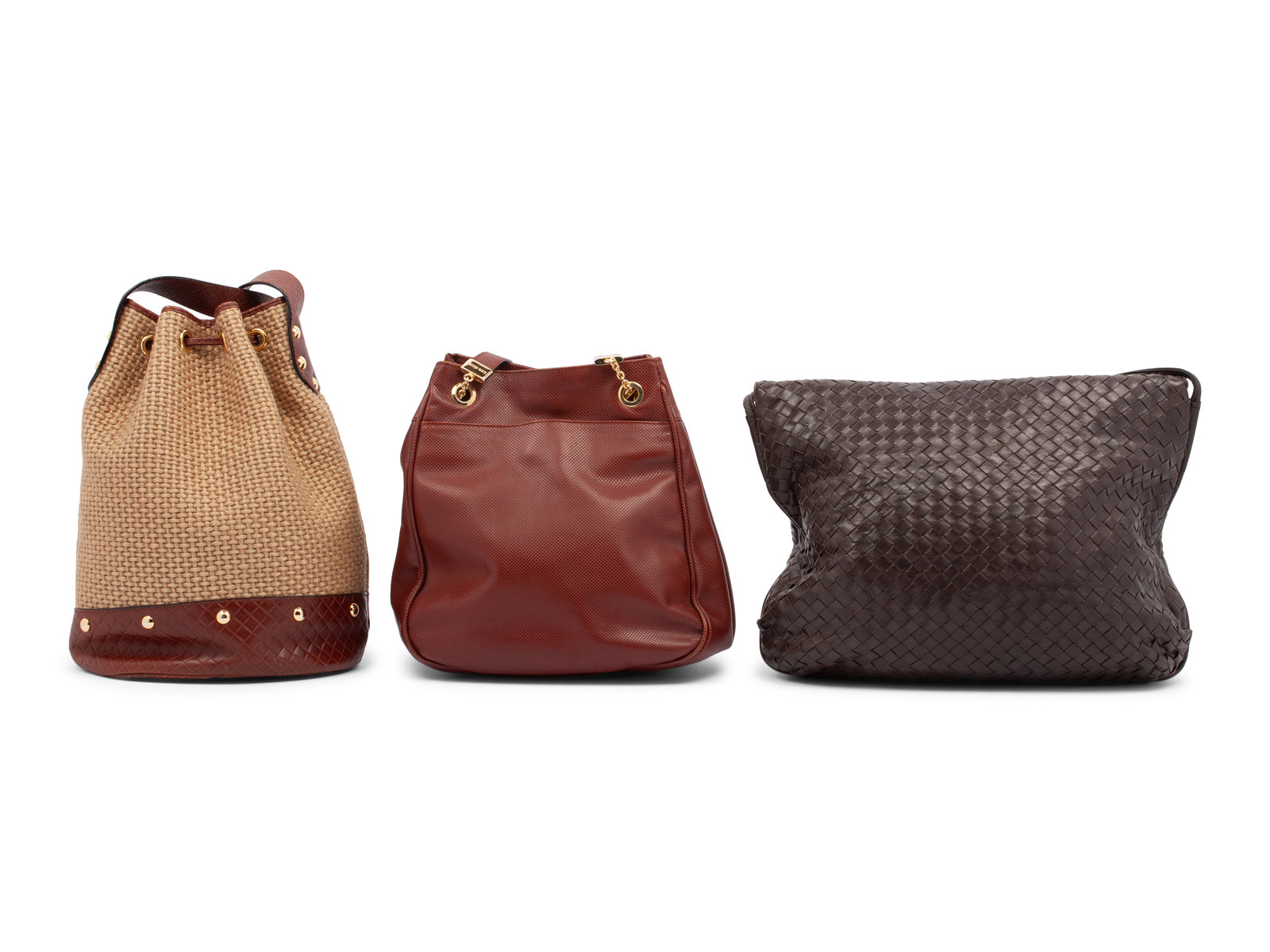 Three Designer Bags: Two Bottega Veneta, One Louis Vuitton, 1980 90s