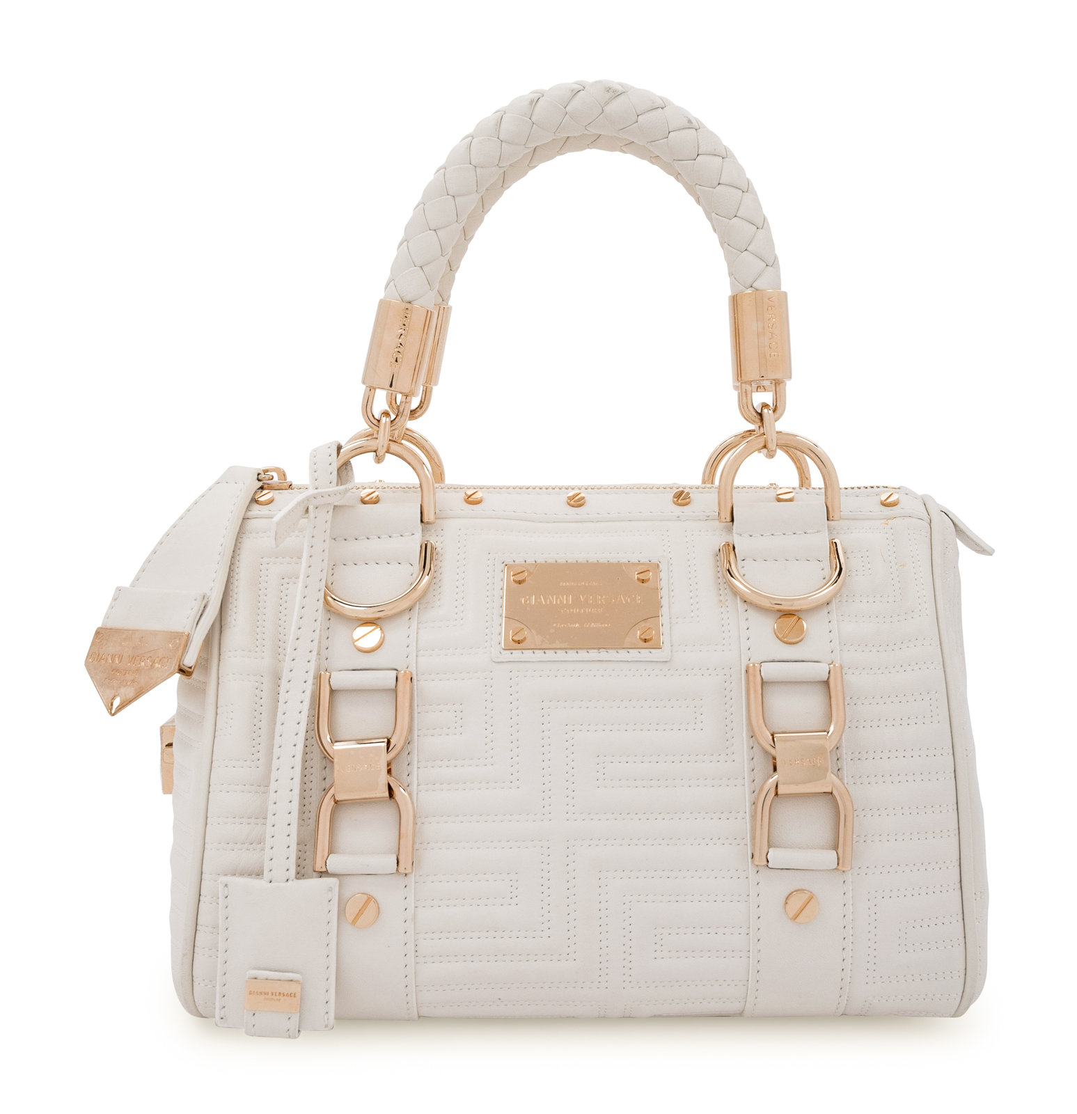Versace - Couture Quilted Leather Braided Handle Bag White