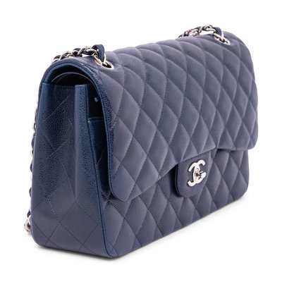 Chanel Navy Caviar Leather Flap Bag, 2011