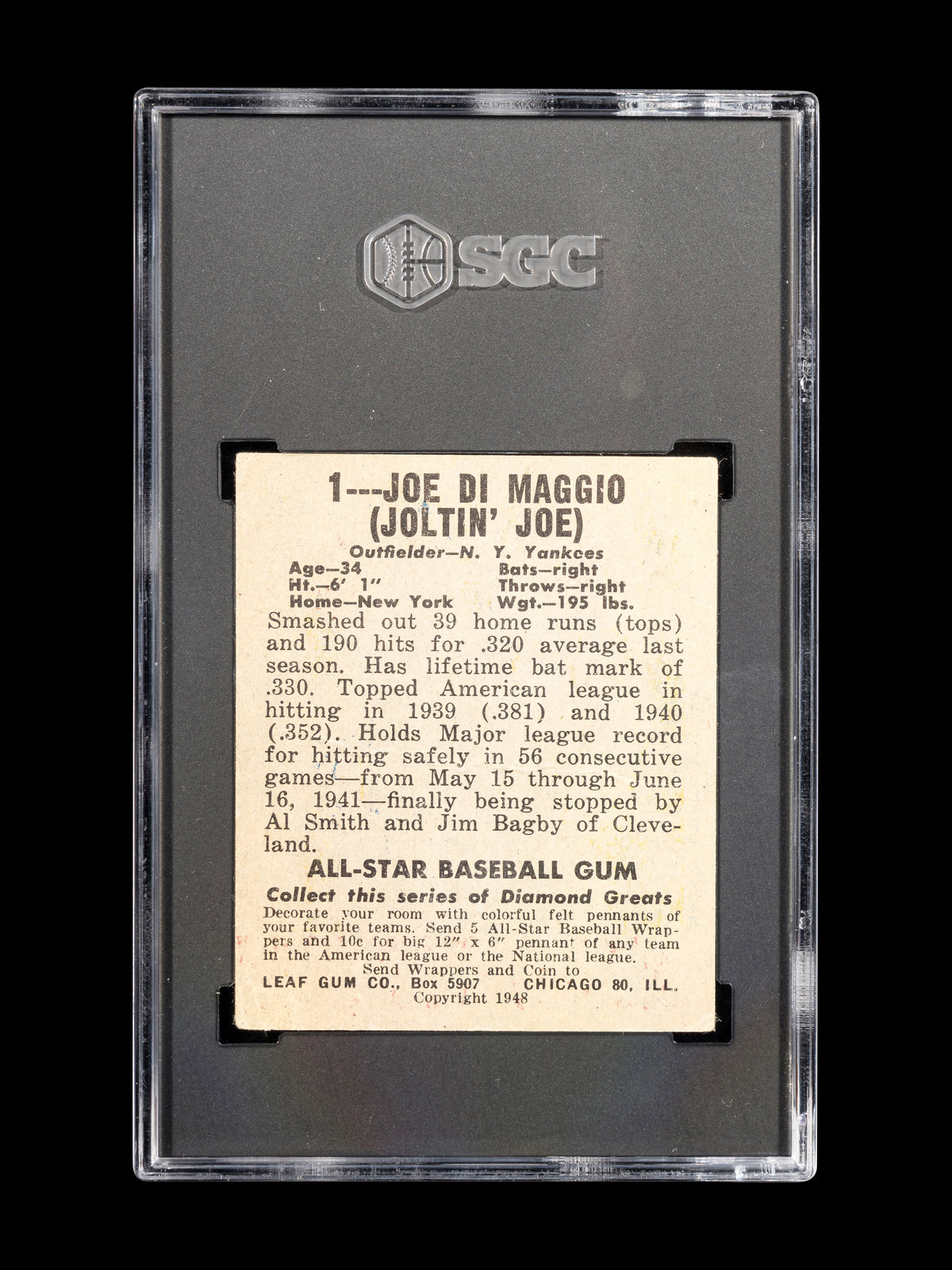 1948 Leaf #.1 Joe DiMaggio [#a] (Yankees)