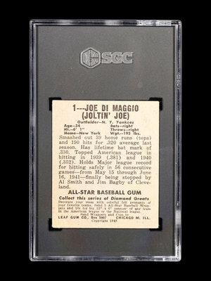 Sold at Auction: 1948 LEAF GUM JOE DIMAGGIO BASEBALL CARD.