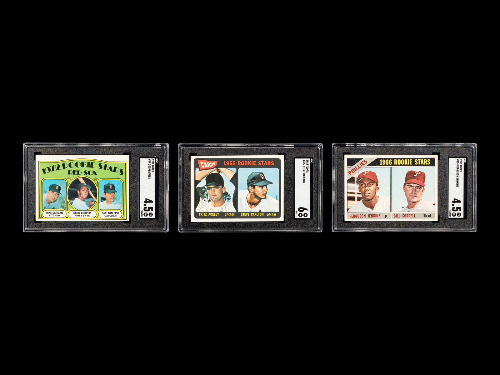 A Group of 12 Hall of Fame Rookie Baseball Cards (Carlton Fisk, Steve  Carlton, Ozzie Smith, Andre Dawson, Paul Moiltor / Alan Trammell, Jack  Morris, George Brett, Fergie Jenkins, Jim Catfish Hunter)