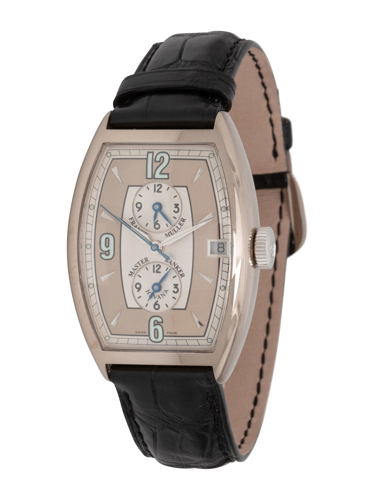 FRANCK MULLER 18K WHITE GOLD TRIPLE TIME CINTR E CURVEX MASTER