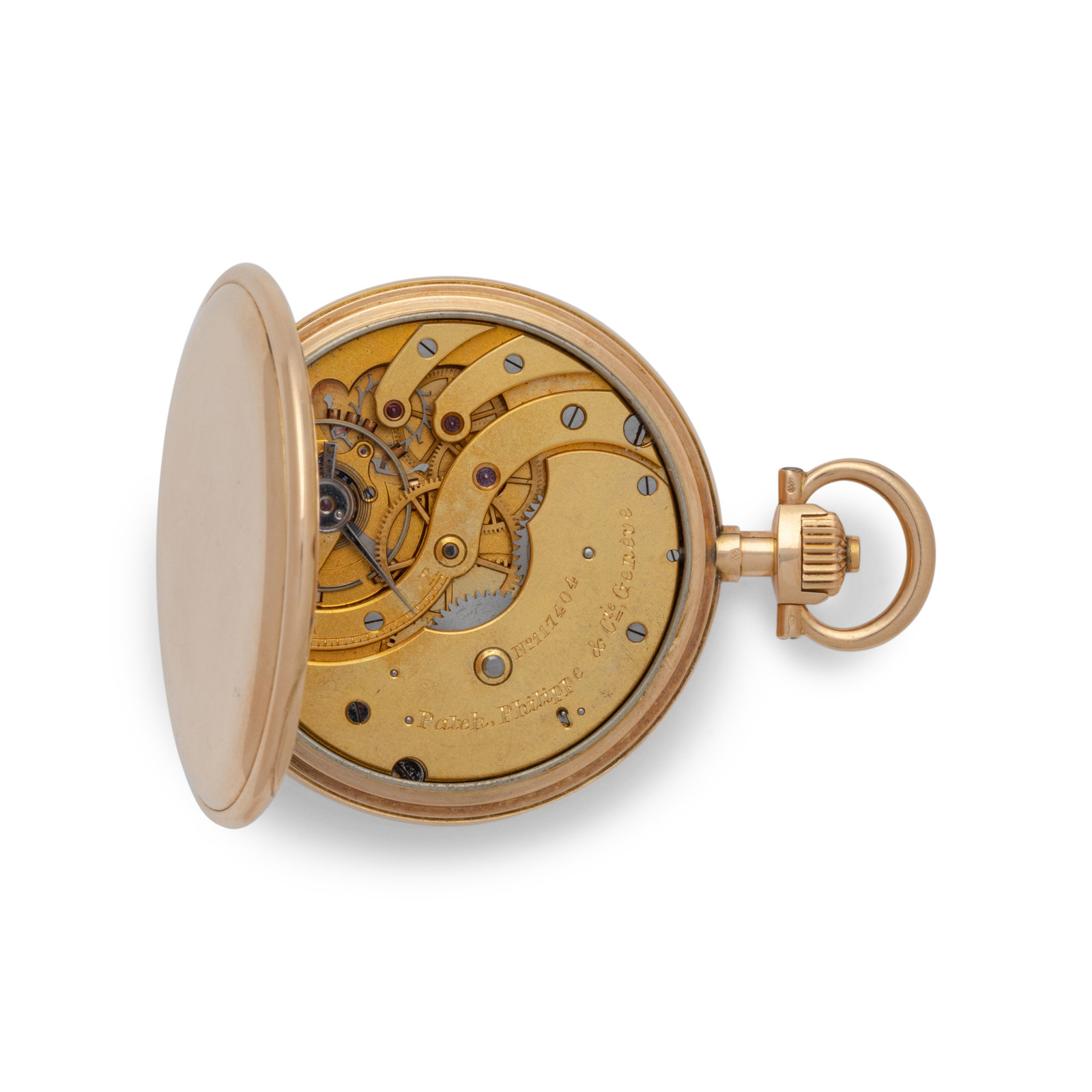 PATEK PHILIPPE & CIE., 18K YELLOW GOLD HUNTING CASED LEVEL WITH ENAMEL  IMPERIAL ARMS OF EMPEROR FRANZ JOSEPH OF AUSTRIA POCKET WATCH
