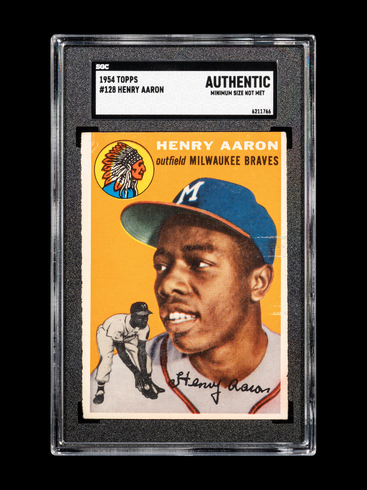 A 1954 Topps Hank Aaron Rookie Baseball Card No. 128 (SGC Authentic)