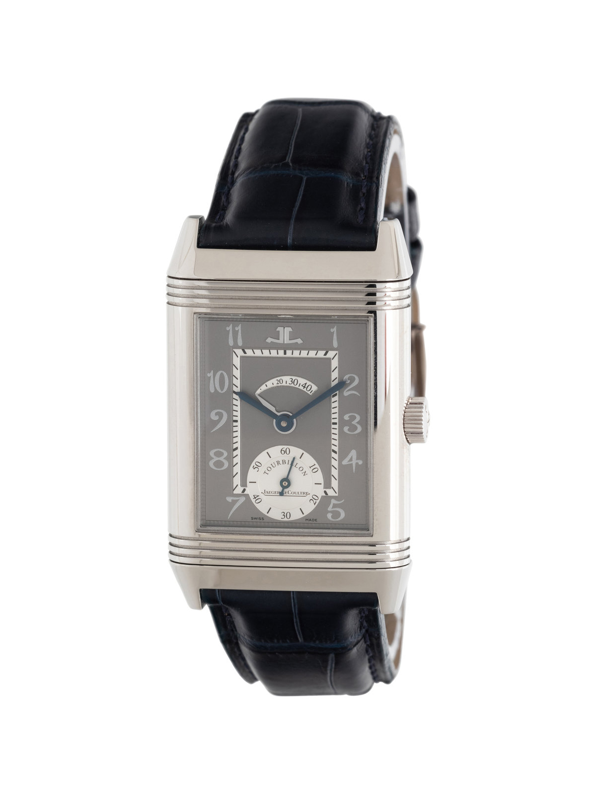 JAEGER LECOULTRE PLATINUM REVERSO NUMBER TWO TOURBILLON WATCH