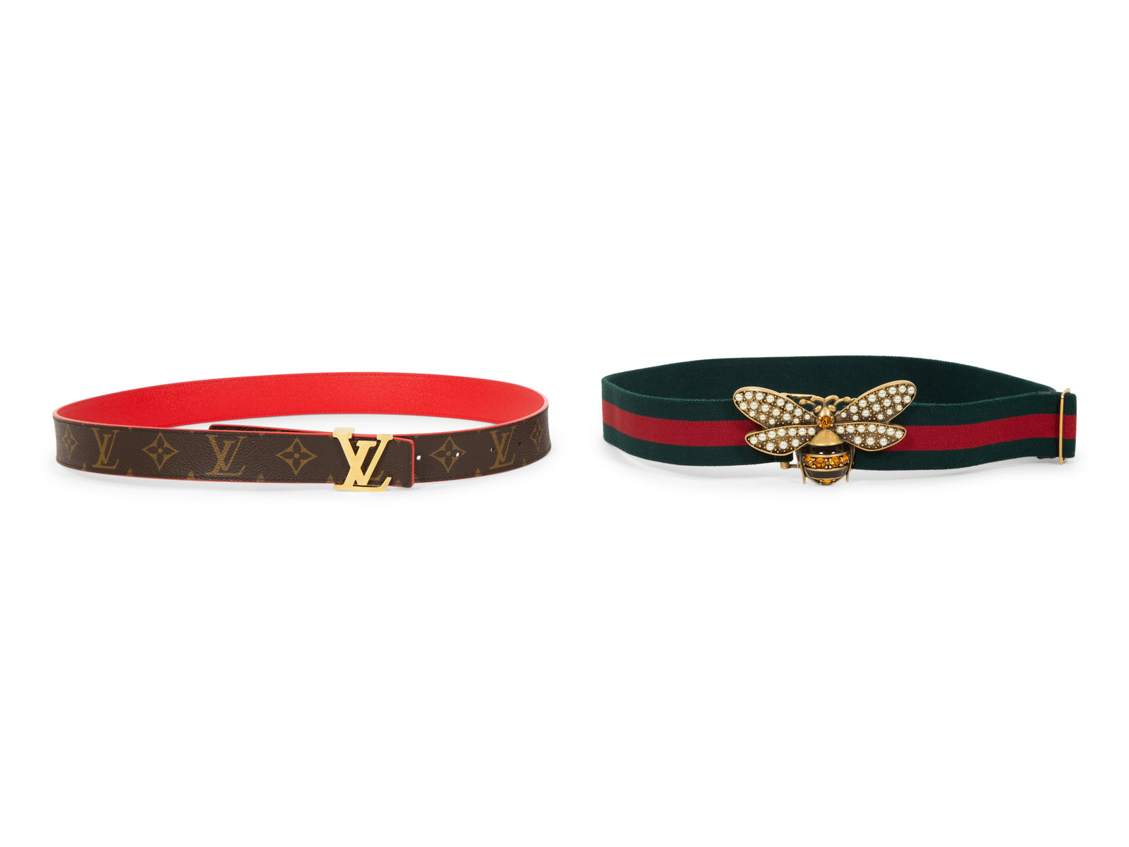 Two Designer Belts: One Louis Vuitton, One Gucci Auction