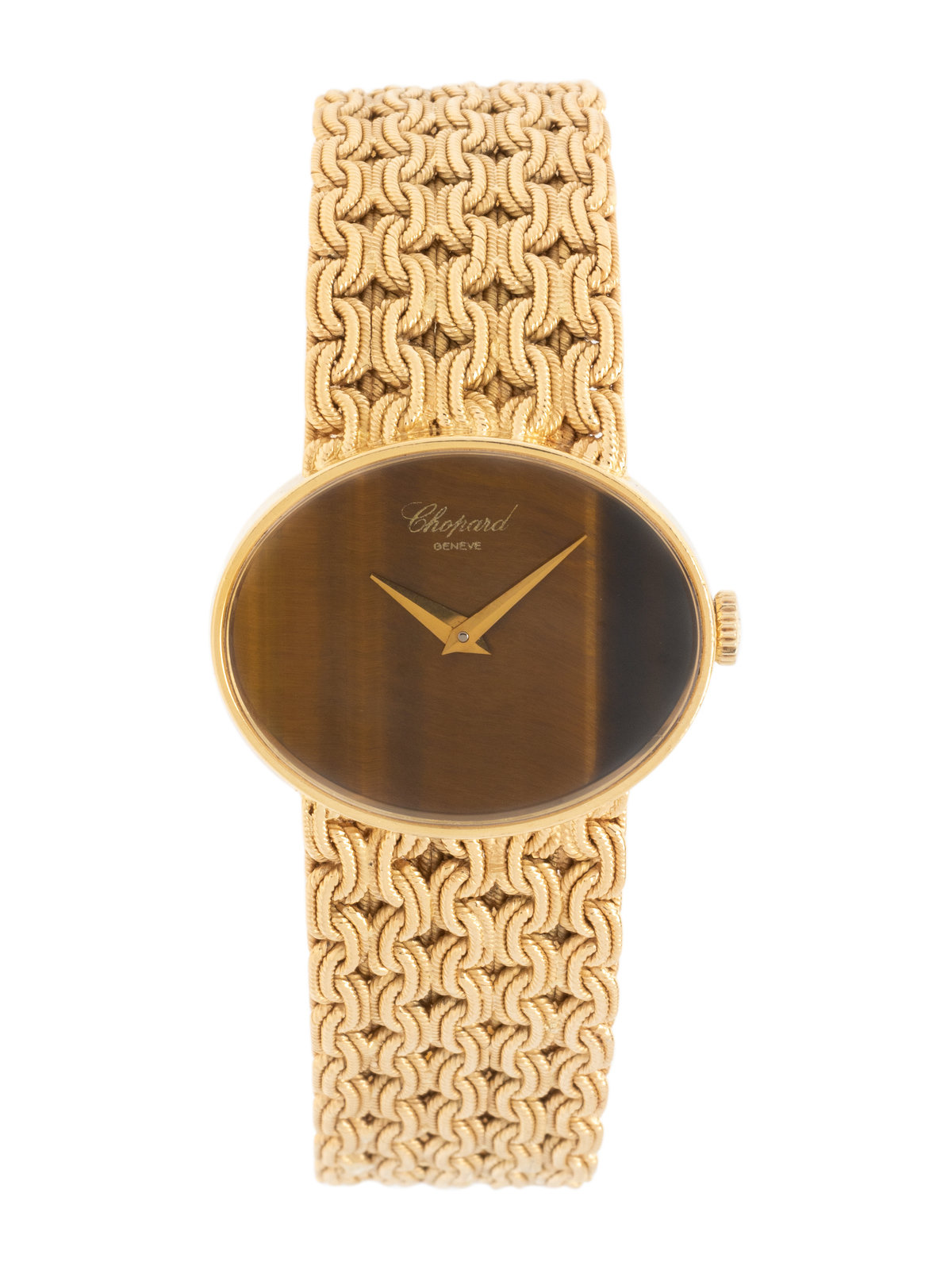 CHOPARD 18K YELLOW GOLD AND TIGER S EYE WATCH