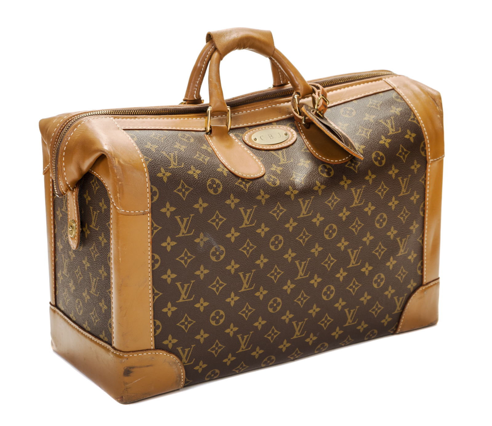 Lot - A Louis Vuitton leather trimmed monogram canvas duffle bag