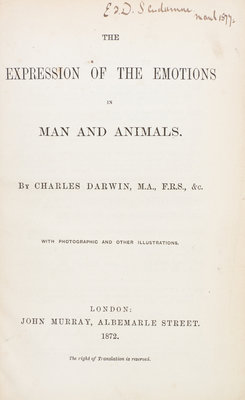 DARWIN, CHARLES. The Expression of the Emotions in Man and Animals. London,  1872. First edition, second issue. With 7 plates.