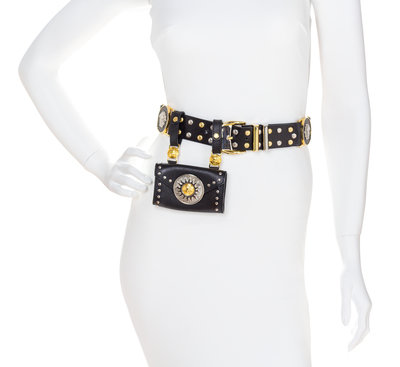 Lot - Vintage Versace Medusa White Leather Belt