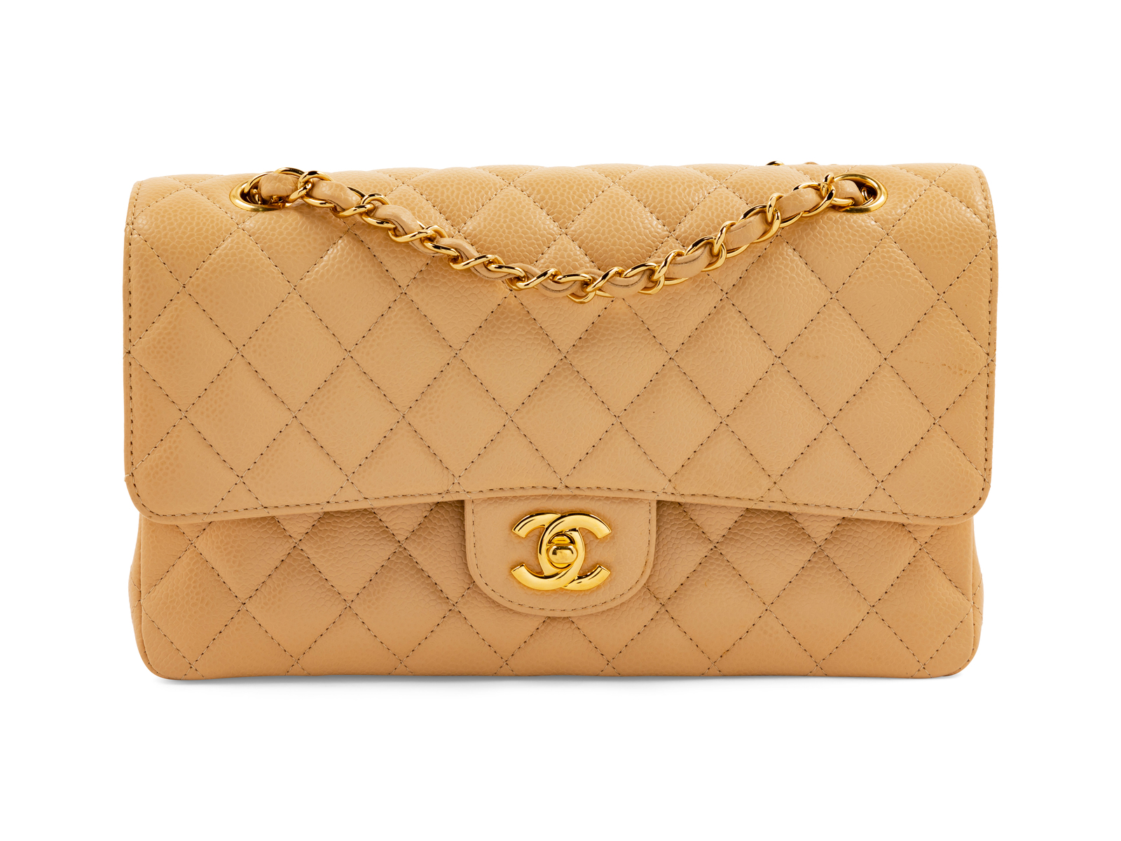 Sold at Auction: Chanel Beige Quilted Mini Flap Bag
