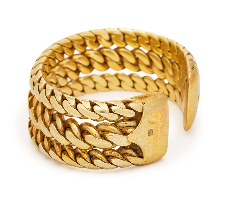 A 14 Karat Yellow Gold Cuff Bracelet,