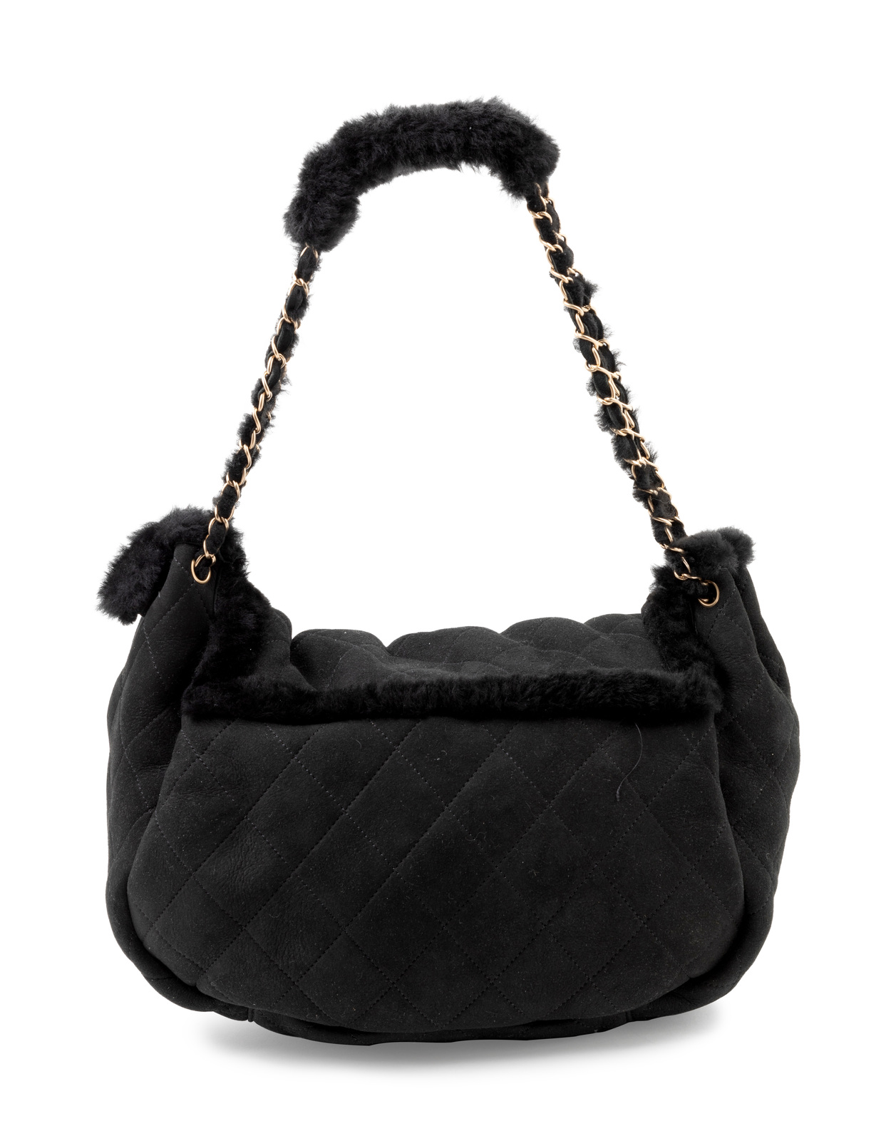 black fur chanel bag