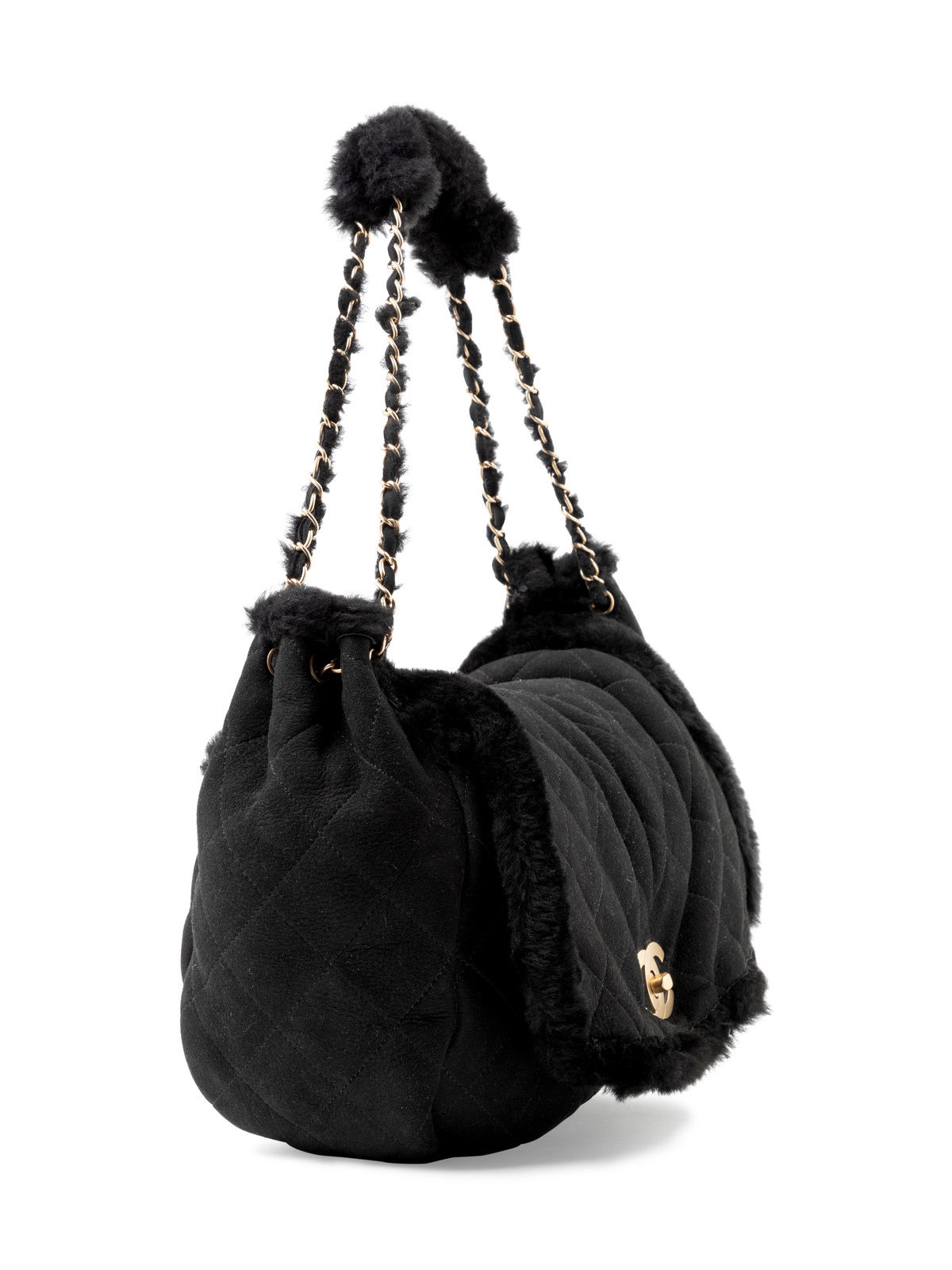 black suede chanel bag