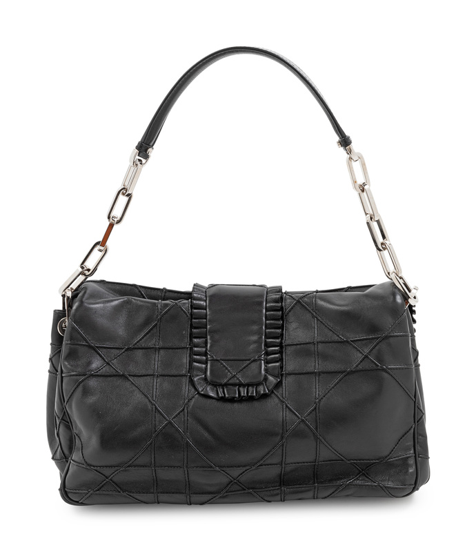 A Christian Dior Black Leather Handbag