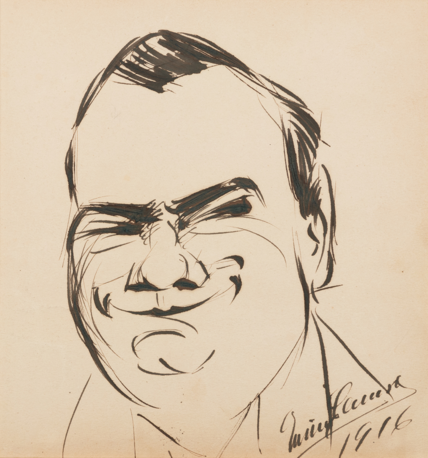 CARUSO Enrico 1873 1921 . Original drawing self portrait