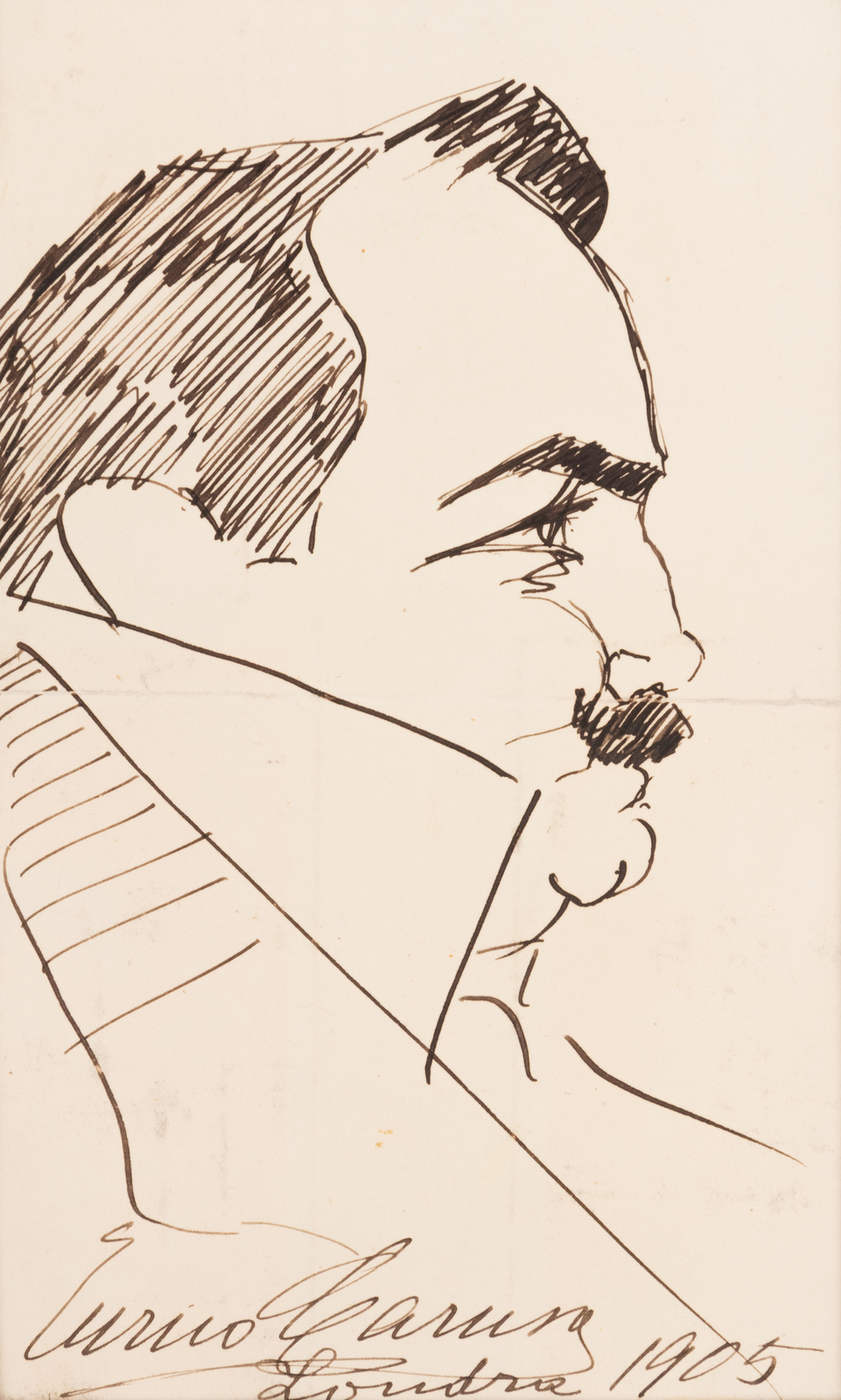 CARUSO Enrico 1873 1921 . Original drawing profile self