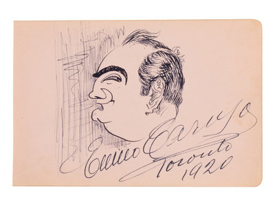 CARUSO Enrico 1873 1921 . Original drawing self portrait