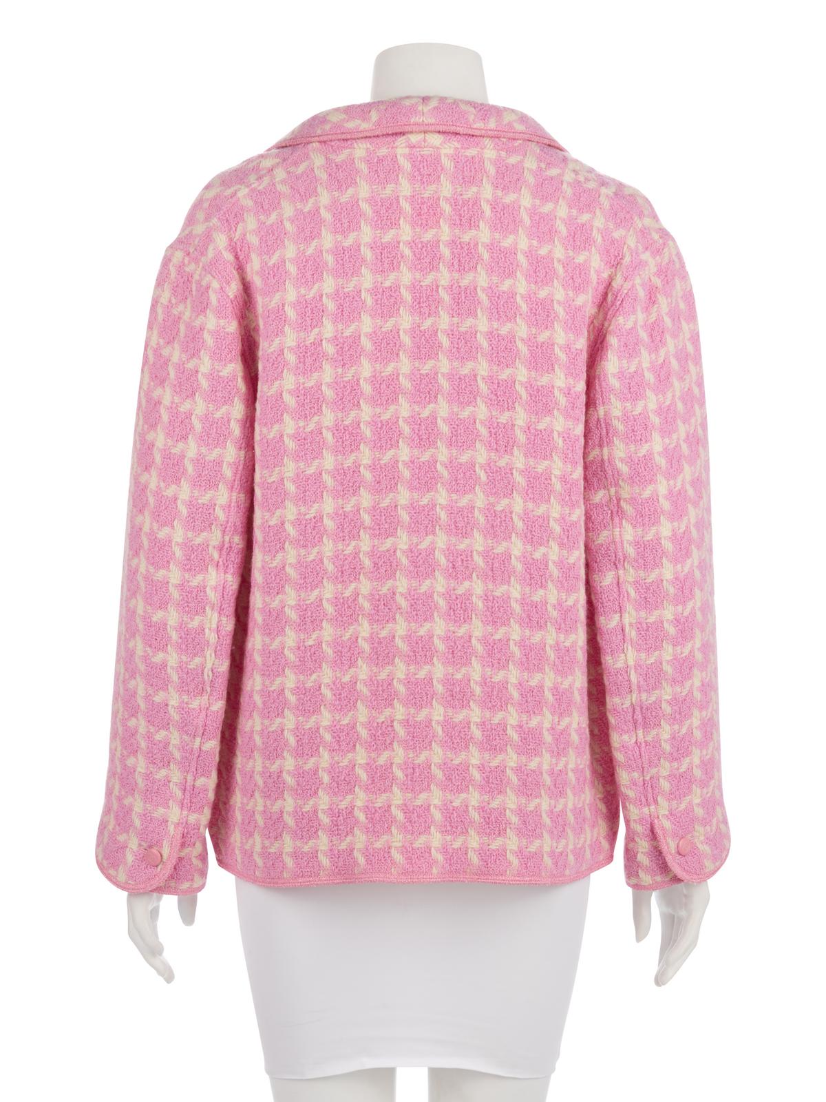 Chanel Pink and White Houndstooth Jacket and One Chanel Skirt Suit,  1990-2000s