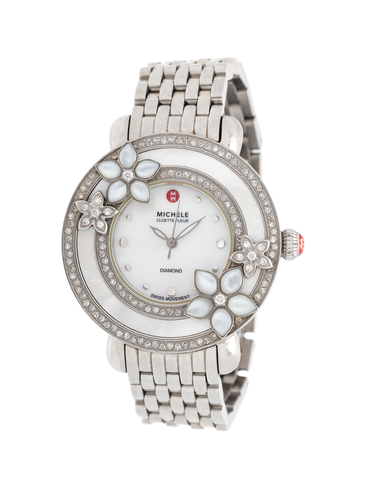 MICHELE STAINLESS STEEL MOTHER OF PEARL AND DIAMOND CLOETTE