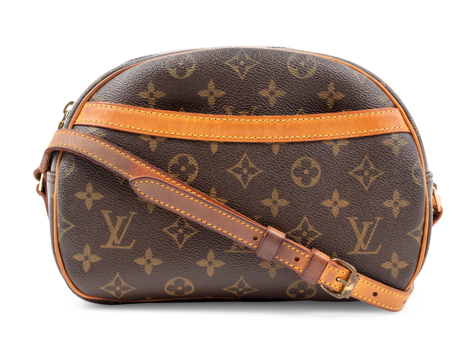 Brown and tan monogram coated canvas Louis Vuitton Blois bag with