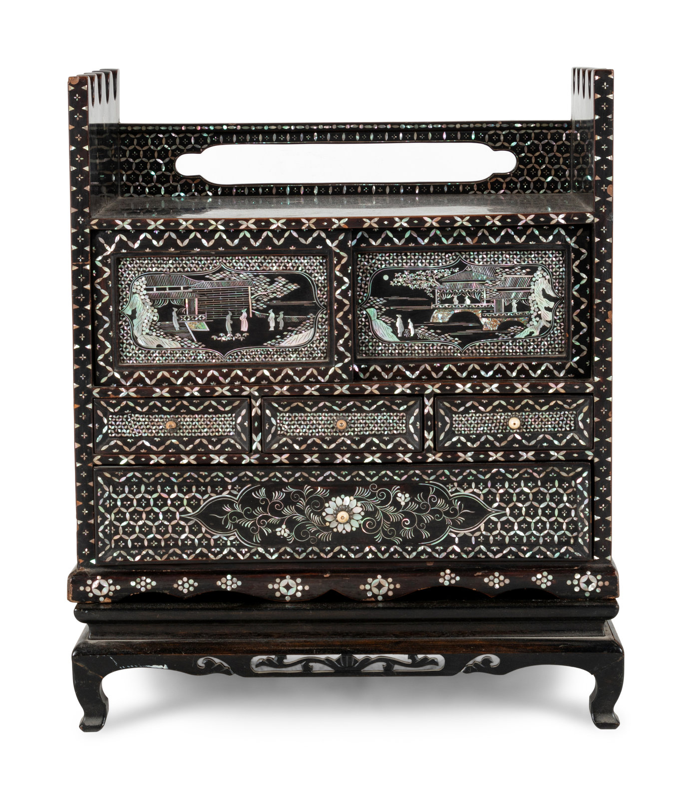 A Korean Black Lacquered and Mother-of-Pearl Inlaid 'Najeon Chilgi 