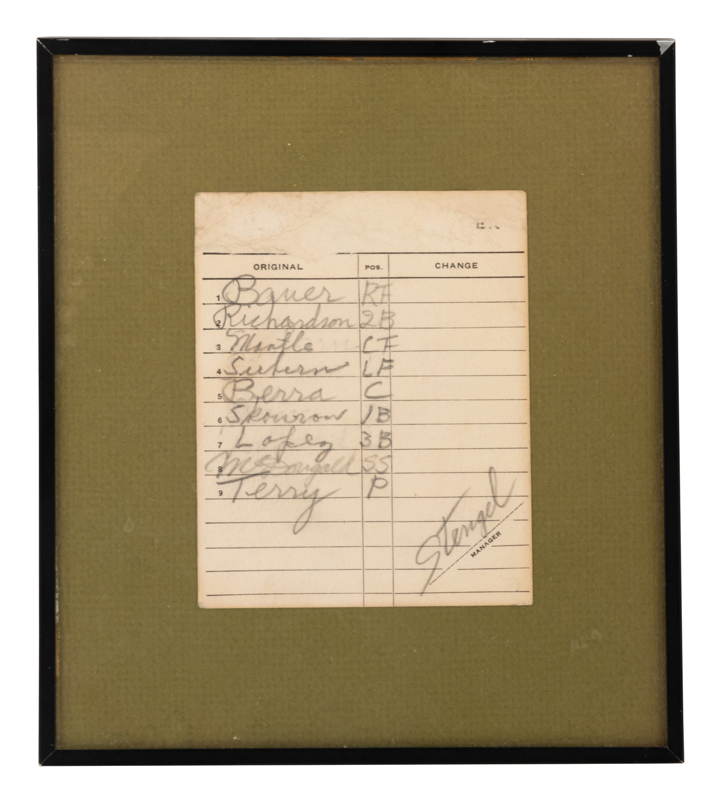 Casey Stengel & Yogi Berra Signed 1959 American League Harridge Baseba —  Showpieces Sports