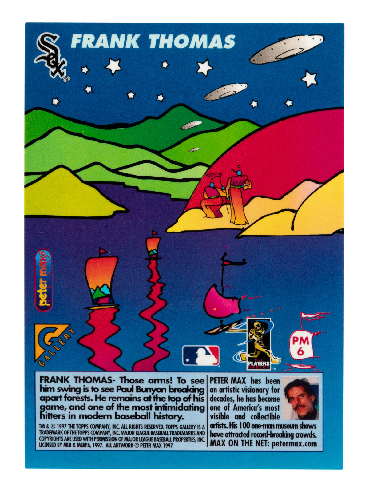 A Group of 7 Signed 1997 Topps Gallery Peter Max Baseball Cards,