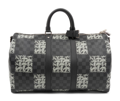 Louis Vuitton Keepall Bandouliere 45 Damier Nemeth White Rope Weekend  Travel Bag