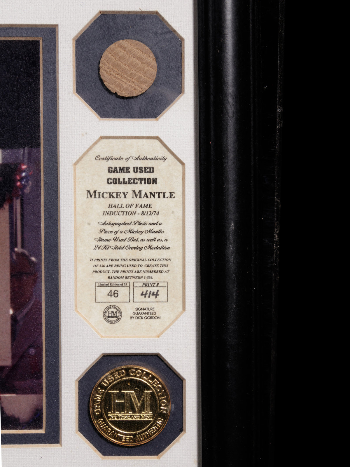 A Mickey Mantle Signed Highland Mint Game Used Bat Display