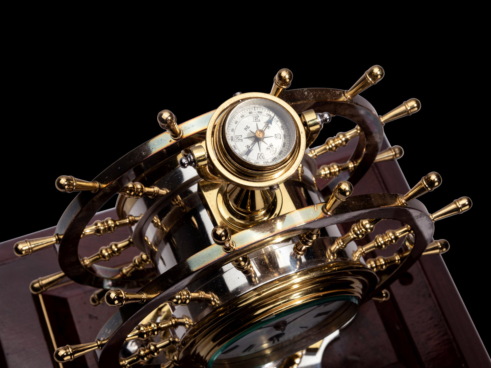 Brass Ship's Wheel Clock