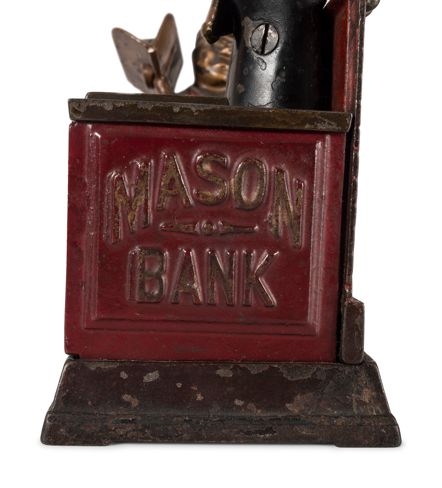 Cast Iron Toy Bank: Masons, c. 1937. Creator available as Framed