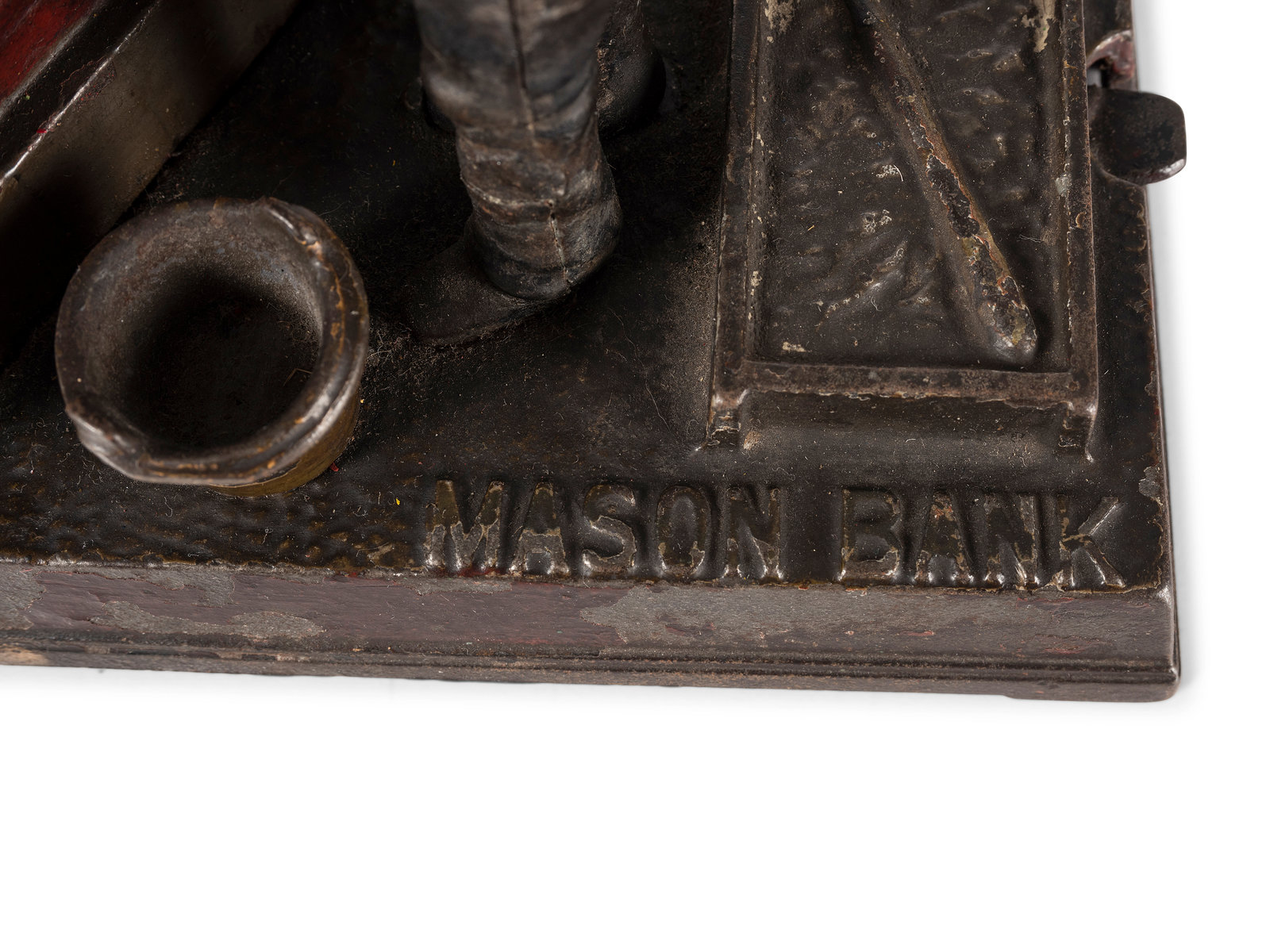 Cast Iron Toy Bank: Masons, c. 1937. Creator available as Framed