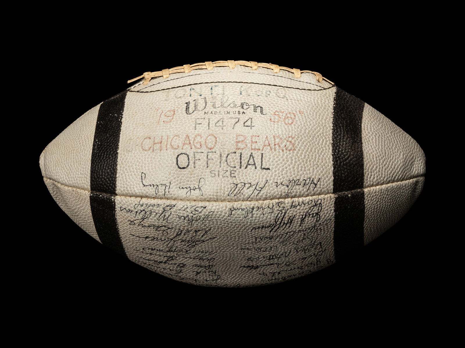 A 1956 Chicago Bears Team Signed Autograph Wilson Football With 40