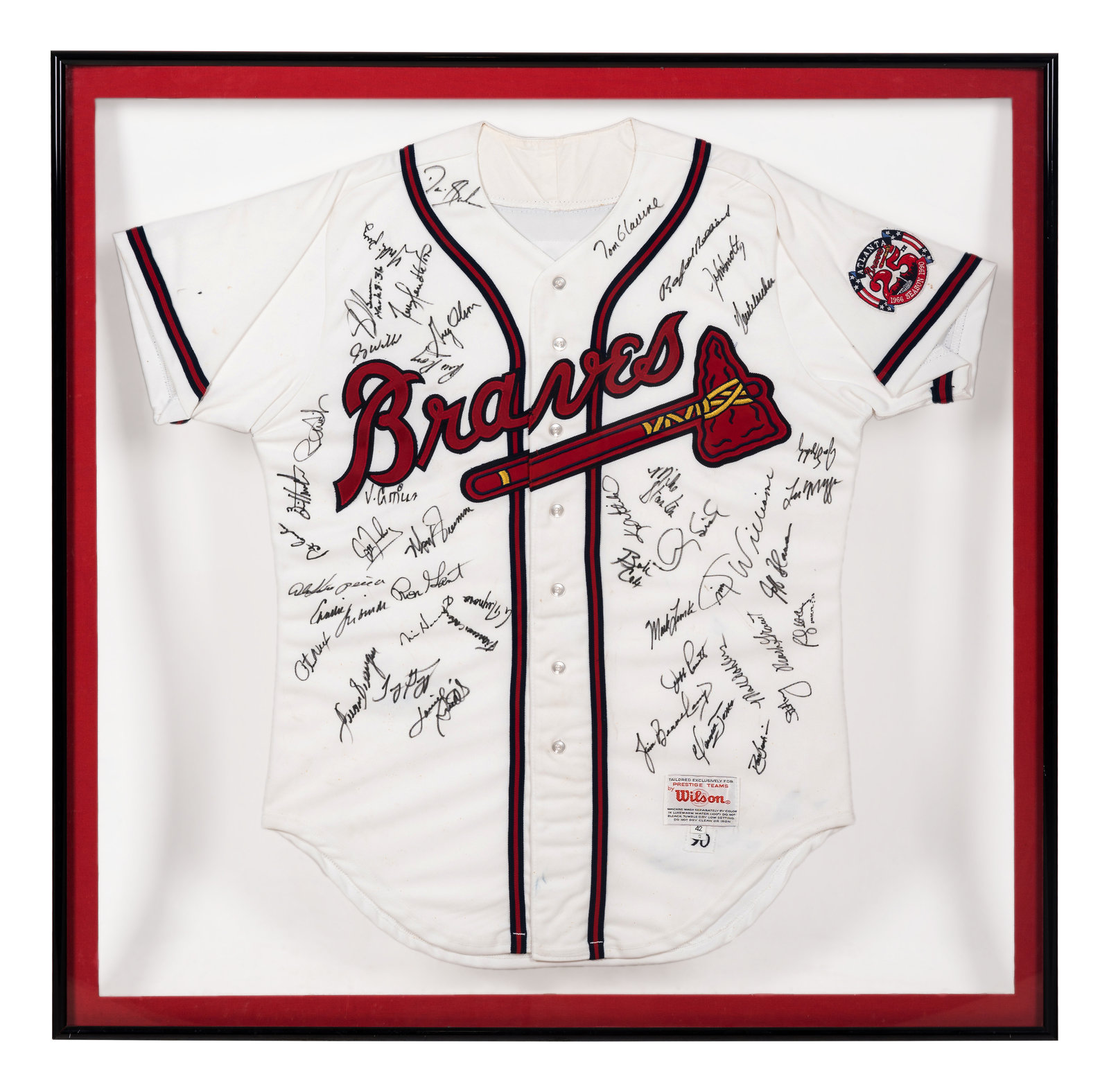Tom Glavine Framed and Autographed White Braves Jersey