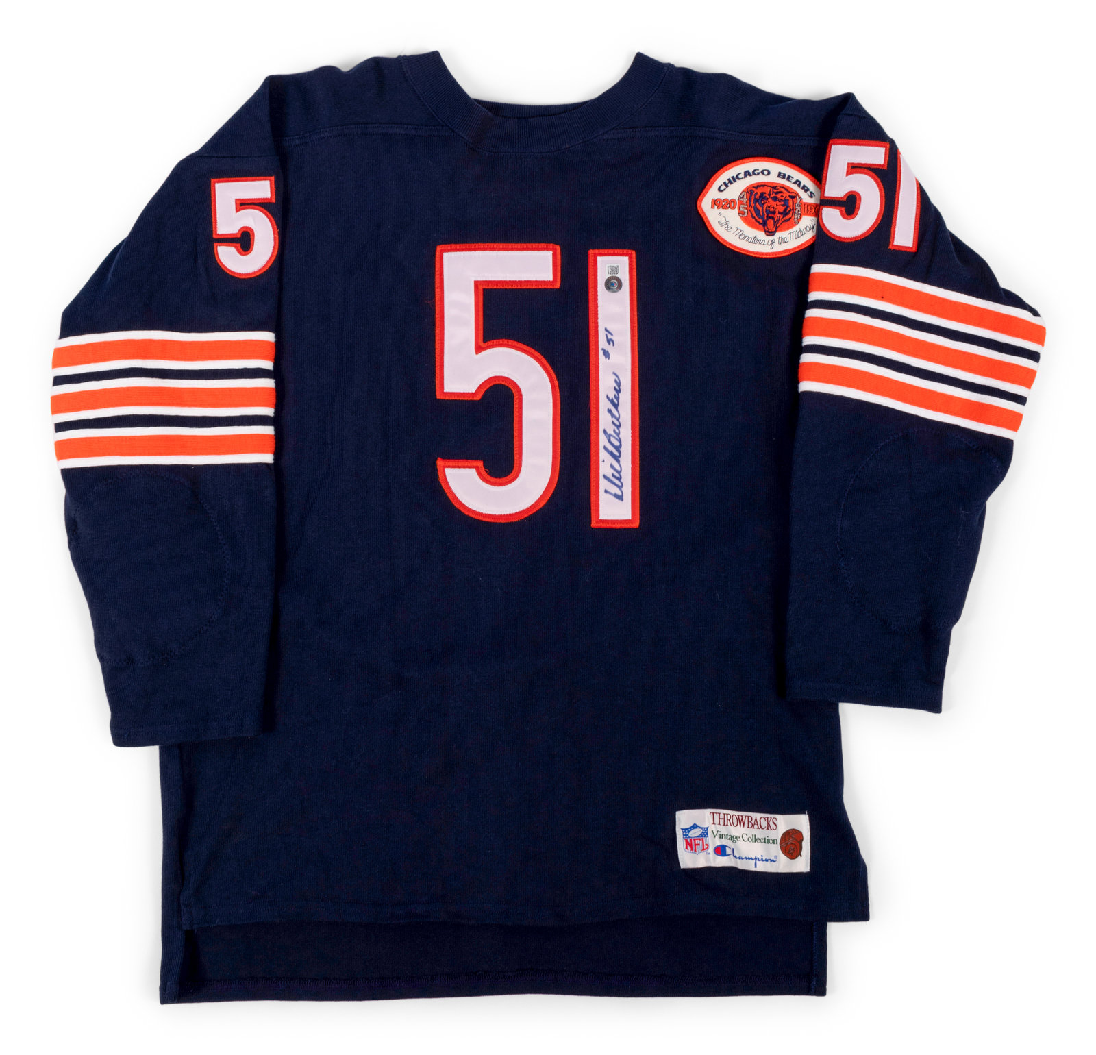 Chicago Bears Dick Butkus Autographed Blue Jersey Beckett BAS