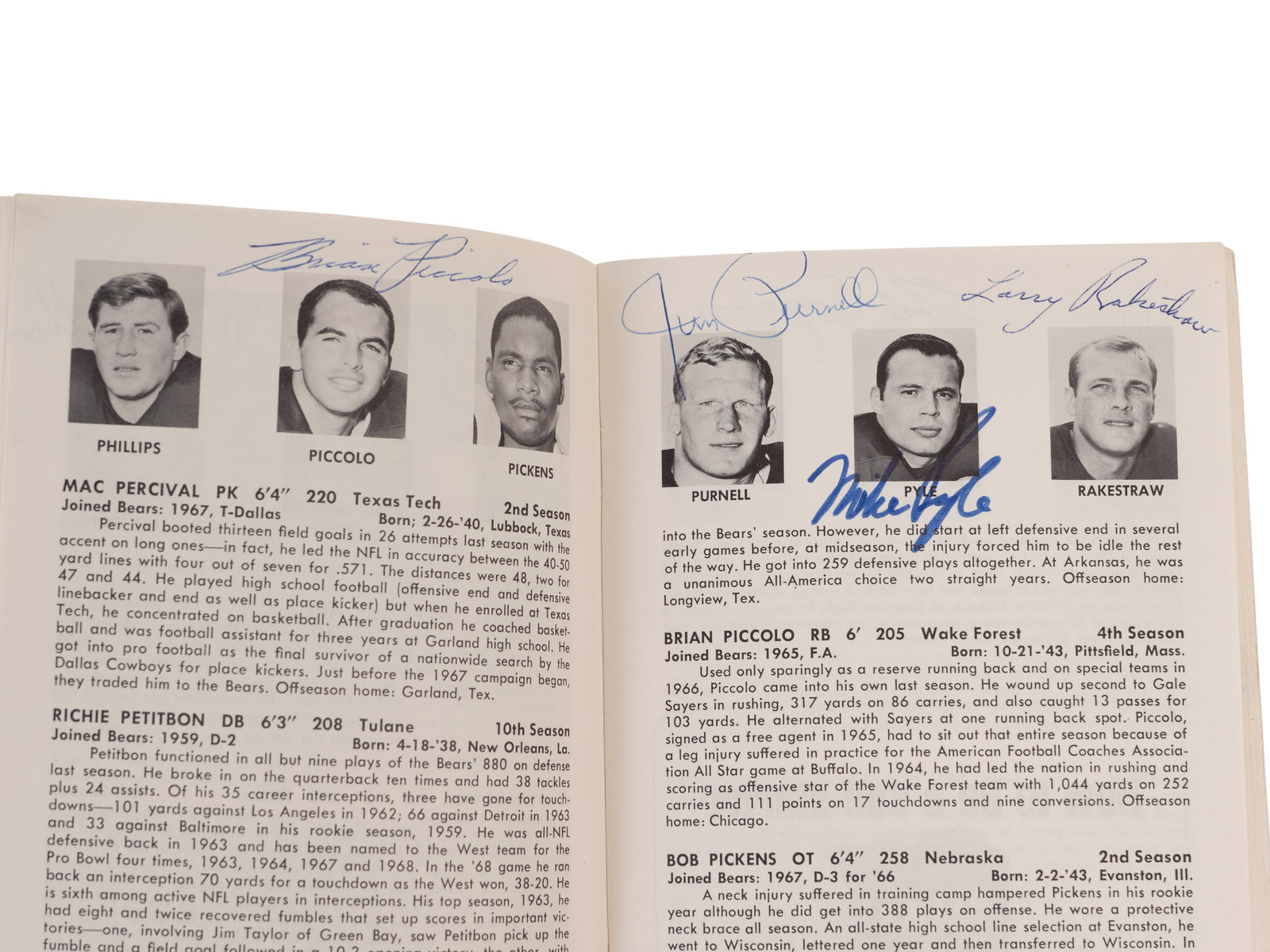 1968 Chicago Bears Team Signed Football with Piccolo. The